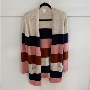Caslon Women's Colorblock Cardigan in Pink, Navy, and Brown